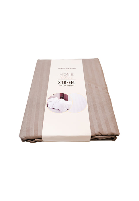 Jacquard Stripes Bedsheet Fitted Sheet - Queen with 1pc Flat Sheet and 2pc Pillow Case