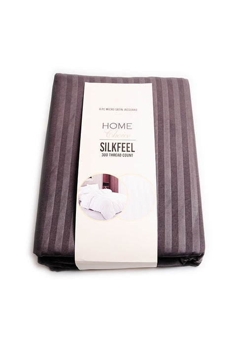 Jacquard Stripes Bedsheet Fitted Sheet - Twin with 2pc Pillow Case