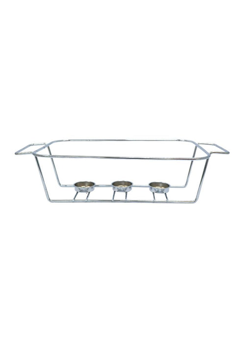 Slique Ceramic Rectangle 3-Burner Casserole Dish 2L with Glass Lid and Chrome Stand