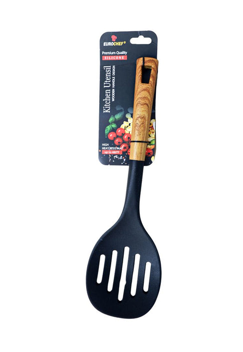 Eurochef Heavy Duty Silicone Skimmer With Handle Wood Design