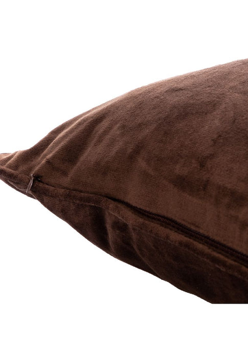 Style & Collection Throw Pillow Case 18 x 18" Velvet Plain Colored - Choco Brown