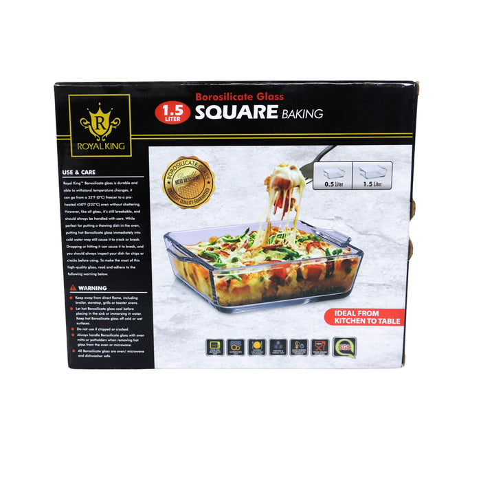 Royal King Square Glass Baking Dish 1.5L