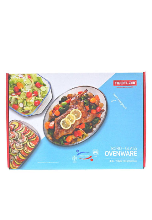 Neoflam Oval Borosilicate Glass Ovenware 4L with Gift Box