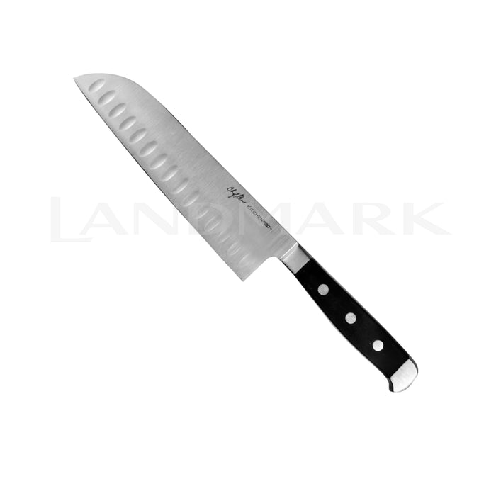 Kitchen Pro Chef Gene Gonzales Power Collection Stainless Santoku Knife 7" with Black Handle