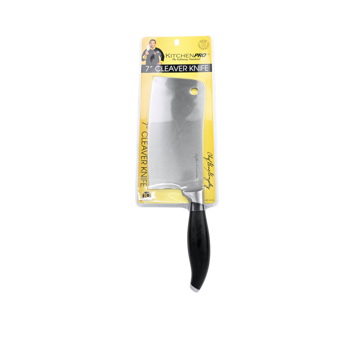 Kitchen Pro Chef Gene Gonzales Flair Collection Stainless Cleaver Knife 7" with Black Handle