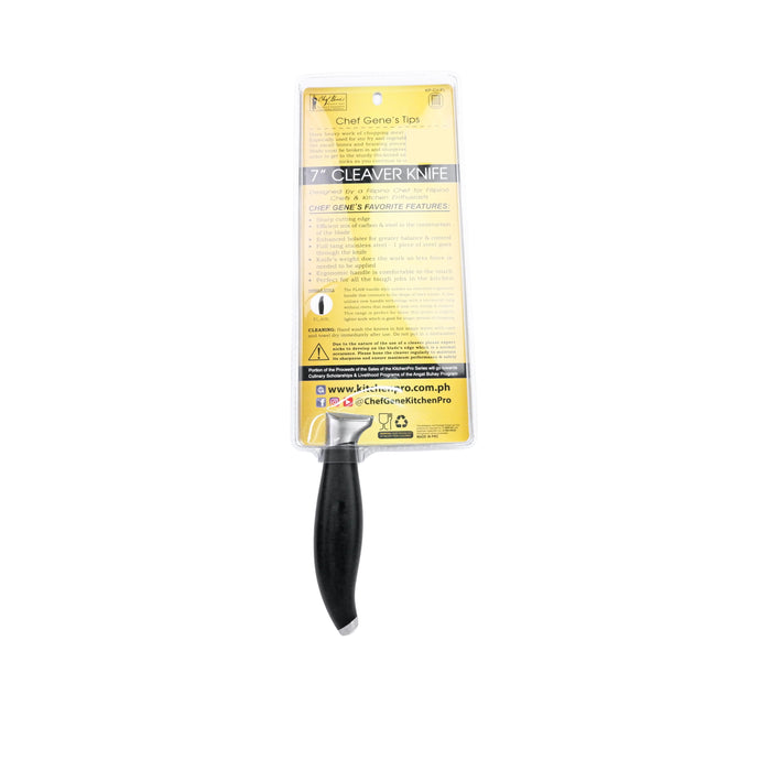 Kitchen Pro Chef Gene Gonzales Flair Collection Stainless Cleaver Knife 7" with Black Handle