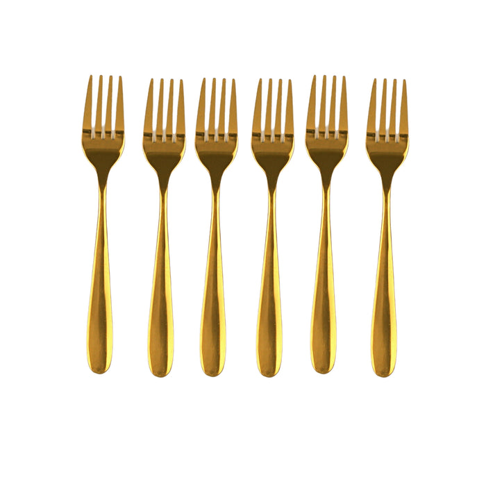 Prism Gold Dessert Fork 15cm Set of 6 with Plastic Packaging 3 x 1 x 21cm