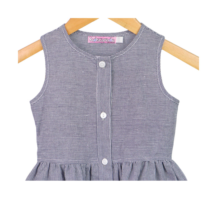 Kidscapade P. Sleeveless Stripes Dress with 2 Patch Pocket - Gray