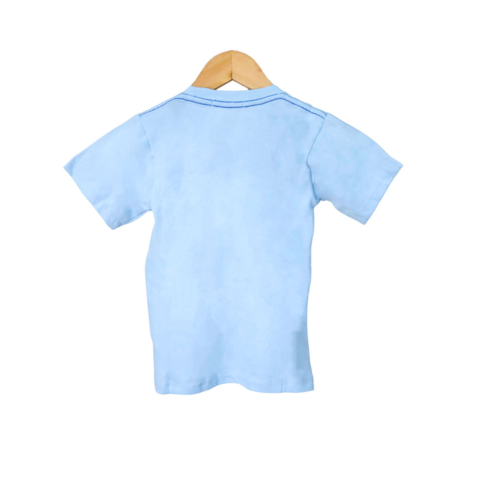 Kidscapade B Short Sleeves T-Shirt with Dinosaur Print - Aqua Blue