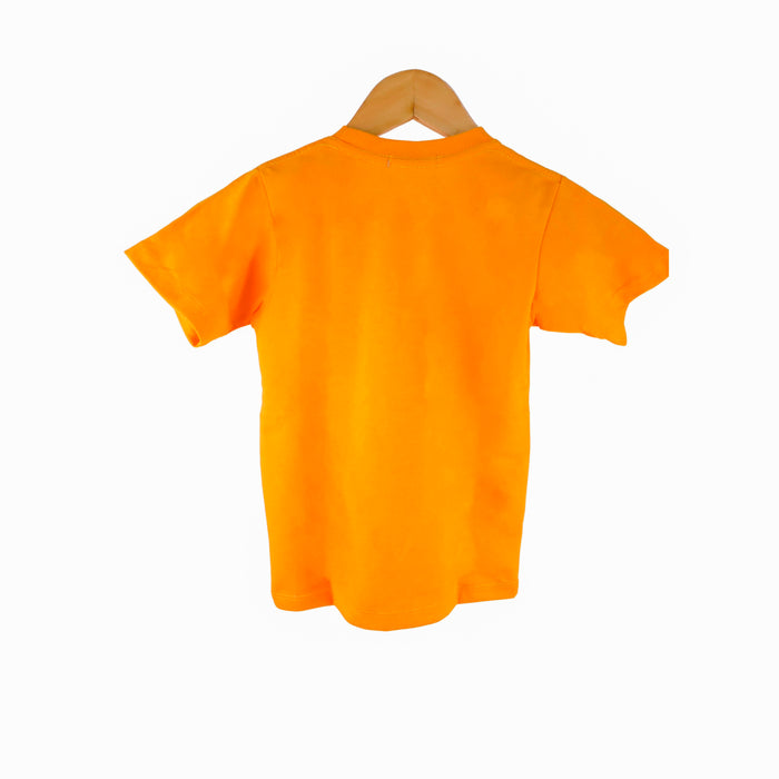 Kidscapade B Short Sleeves T-Shirt with Dinosaur Face Print - Blazing Orange