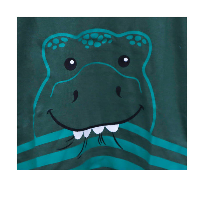 Kidscapade B Short Sleeves T-Shirt with Dinosaur Face Print - Bayleaf