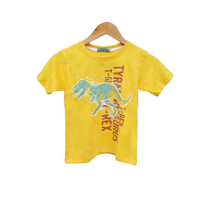 Kidscapade B Short Sleeves T-Shirt with Skeletal T-Rex Print - Sunkist