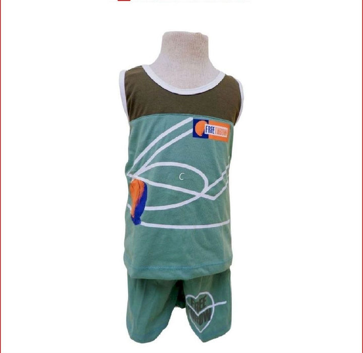 Landmark Short Set Sando 2 Stone Basketball Free-Throw Print Olive/Shale