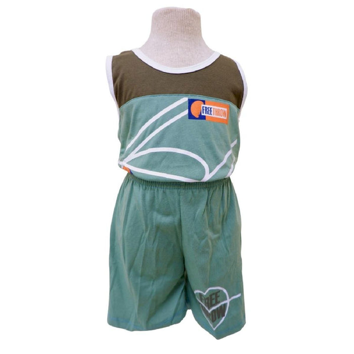 Landmark Short Set Sando 2 Stone Basketball Free-Throw Print Olive/Shale