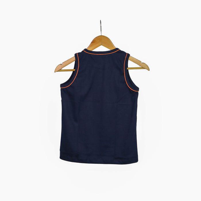 JKC Sando with Stay Real Keep Cool Spot Print - Navy Blue