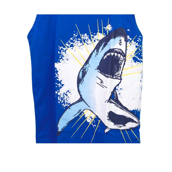 JKC Muscle Shirt with Shark Spot Print - Blue