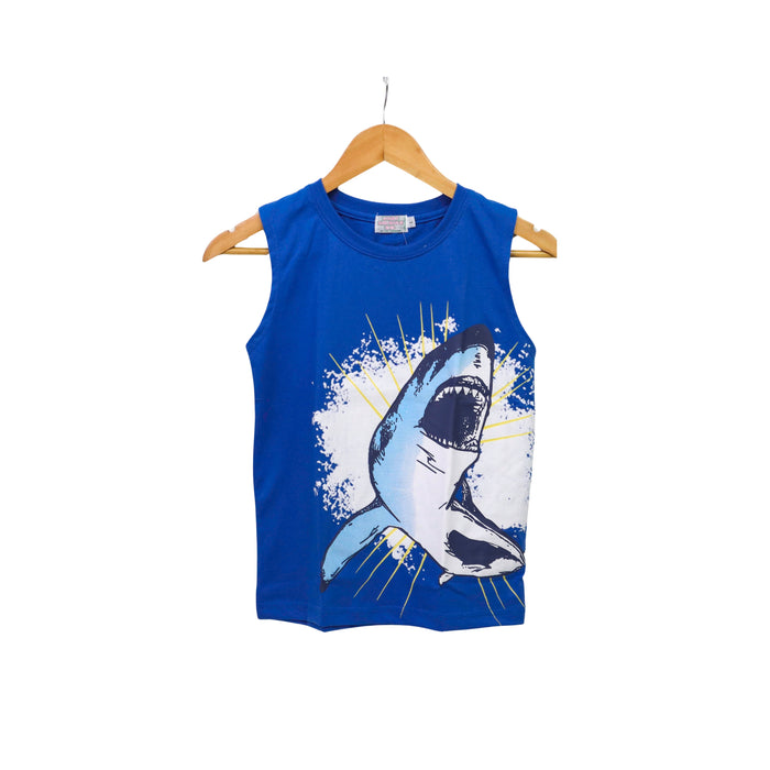 JKC Muscle Shirt with Shark Spot Print - Blue