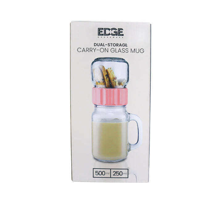 Edge Houseware Pink Band Carry-on Mason Jar 250ml & 500ml