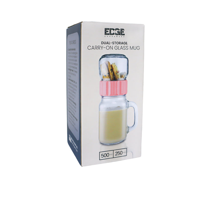 Edge Houseware Pink Band Carry-on Mason Jar 250ml & 500ml