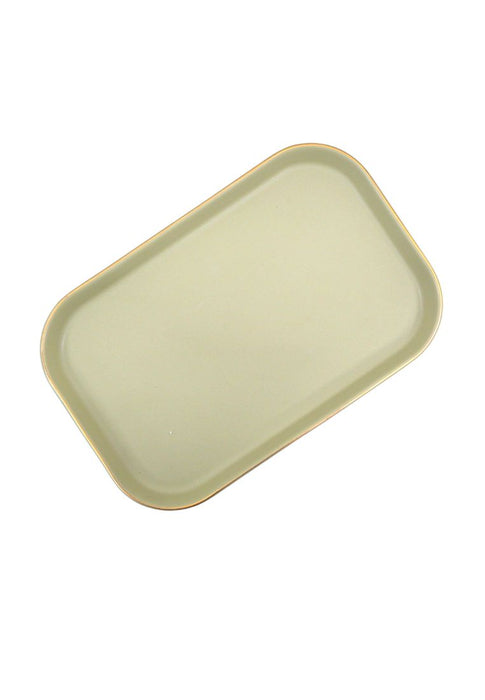 Cuisson Small Rectangular Ceramic Plate with Gold Rim 14 x 11 x 3cm