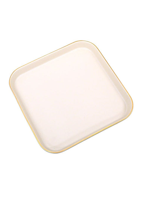 Cuisson Small Square Ceramic Plate with Gold Rim 13 x 13 x 3cm