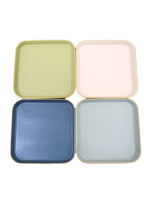 Cuisson Small Square Ceramic Plate with Gold Rim 13 x 13 x 3cm