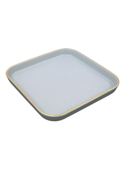 Cuisson Large Square Ceramic Plate with Gold Rim 21 x 21 x 3cm