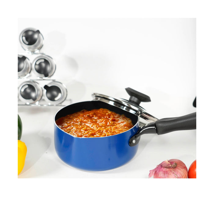 Masflex Non-stick Saucepan 16cm with 2 Side Spout and Glass Lid