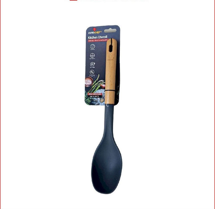 Eurochef Silicone Basting Spoon with Beech Wood Handle 7 x 2 x 33cm - Gray