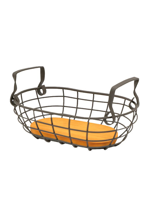 Landmark Receiving Oblong Basket with Rustic Handle 26 x 13 x 6cm