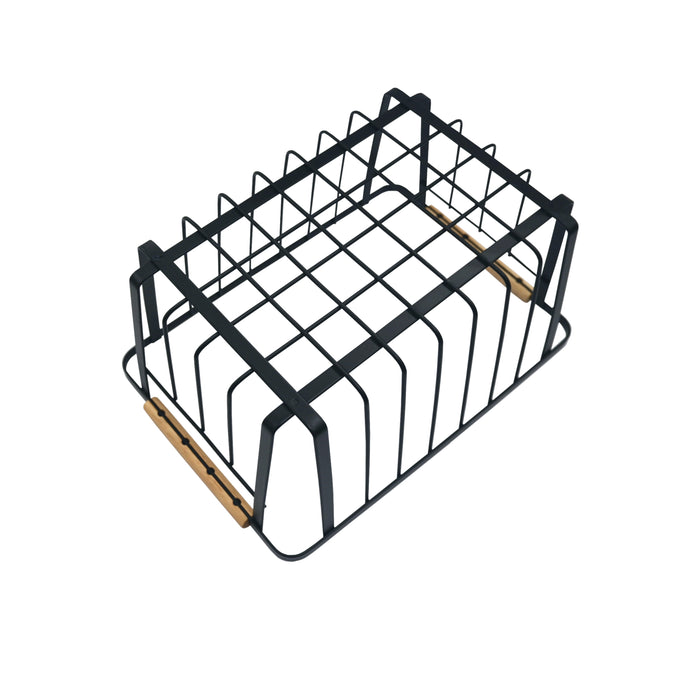 Landmark Black Metal Storage Basket with Wood Handle