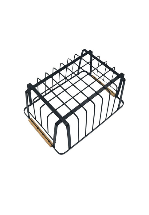 Landmark Black Metal Storage Basket with Wood Handle