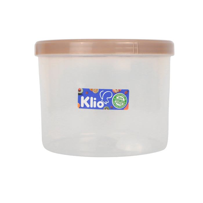 Klio Round Short Clear Canister 1L with Lid and Scooper 13 x 13 x 10cm