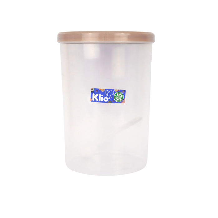 Klio Round Tall Clear Canister 1350ml with Lid and Scooper 12 x 12 x 17cm