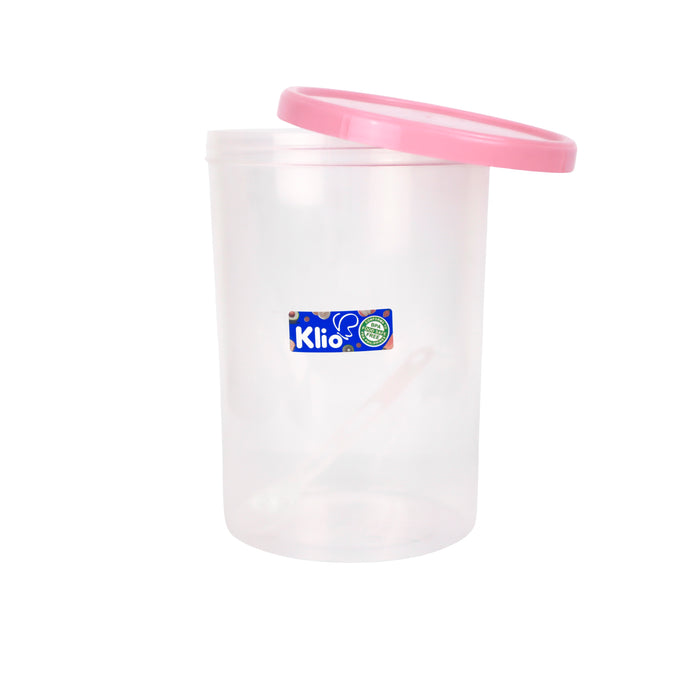 Klio Round Tall Clear Canister 2L with Lid and Scooper 13 x 13 x 19cm