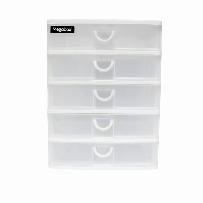 Megabox 5-Layered Medium Mini Drawer 34.5 x 25.5 x 40cm (MG-168S-5L) - White