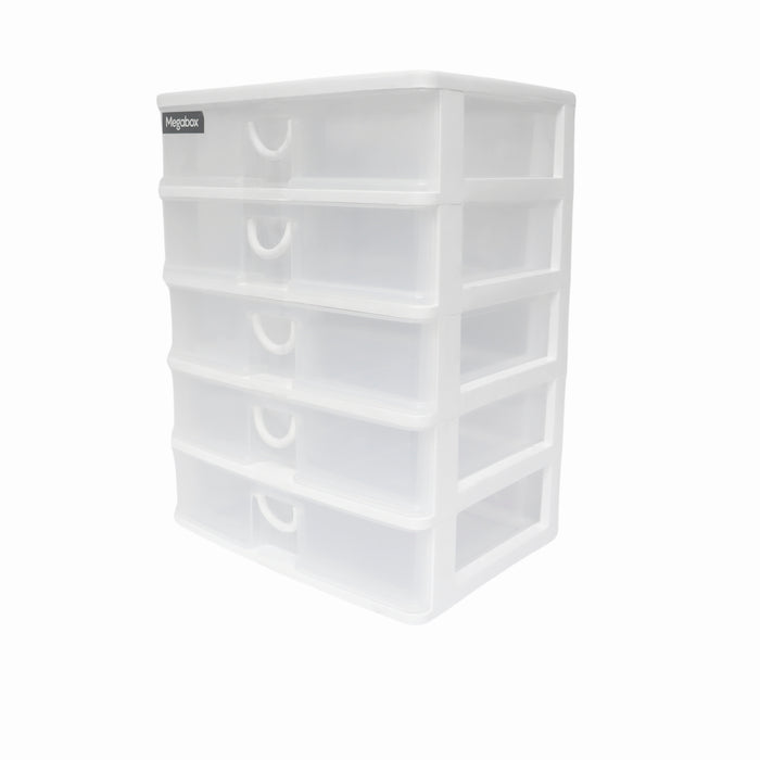 Megabox 5-Layered Medium Mini Drawer 34.5 x 25.5 x 40cm (MG-168S-5L) - White