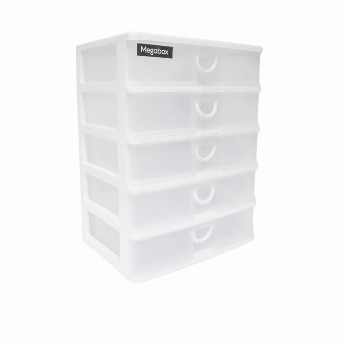 Megabox 5-Layered Medium Mini Drawer 34.5 x 25.5 x 40cm (MG-168S-5L) - White