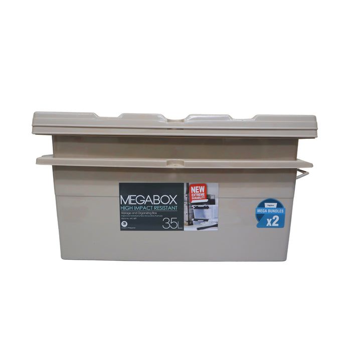 Megabox Storage Box 35L Set of 2 60 x 41.5 x 24cm (MG-689S) - Latte Beige