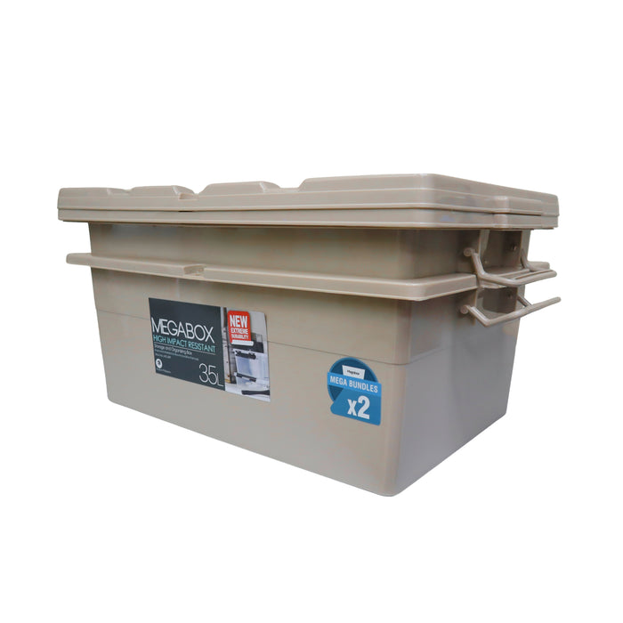 Megabox Storage Box 35L Set of 2 60 x 41.5 x 24cm (MG-689S) - Latte Beige