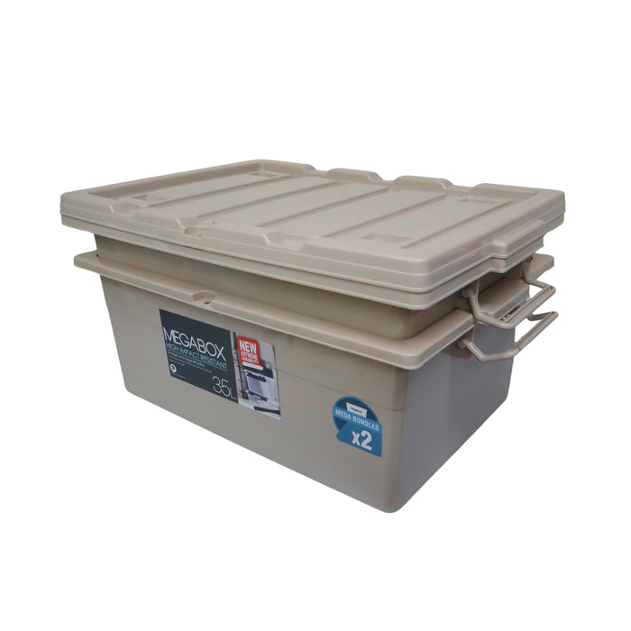 Megabox Storage Box 35L Set of 2 60 x 41.5 x 24cm (MG-689S) - Latte Beige