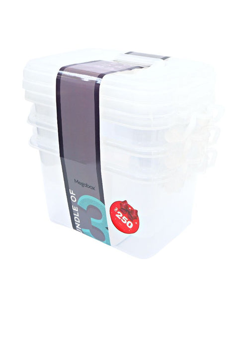 Megabox Carri-Mi Series Storage Box Set of 3 - Transparent Clear