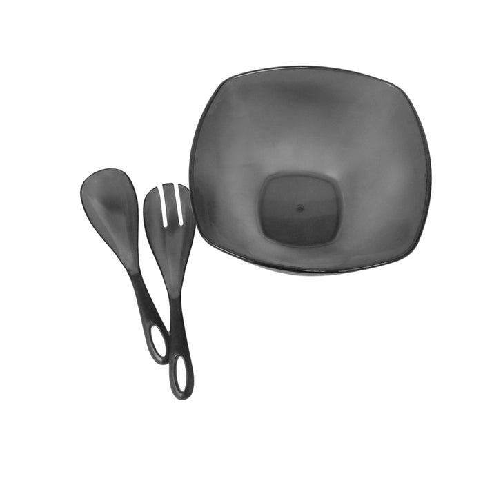 Landmark 3piece Acrylic Bowl and Serving Utensil Set - Smoke Gray