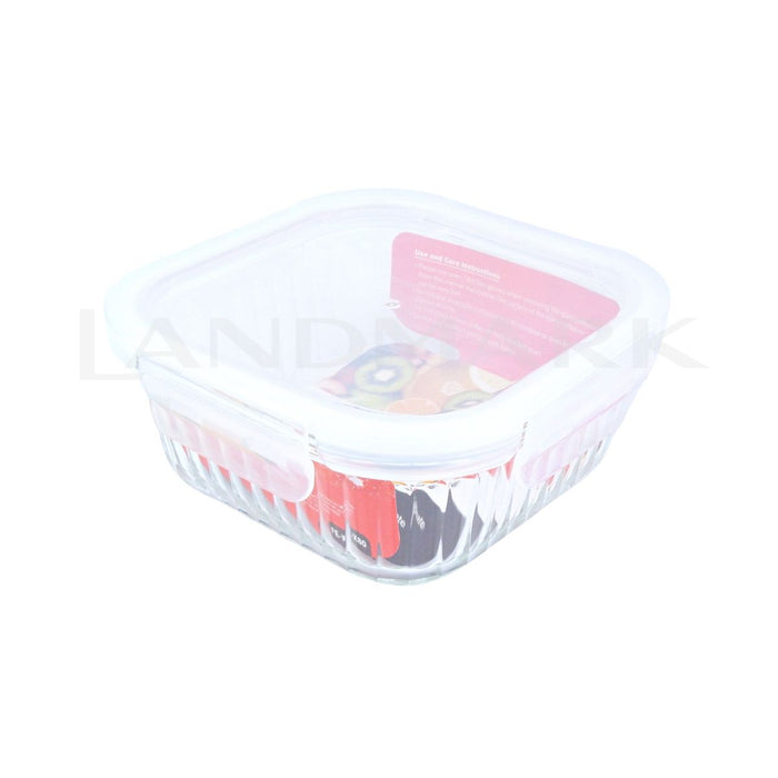 Masflex Deluxe Square Glass Food Container 800ml with Lid
