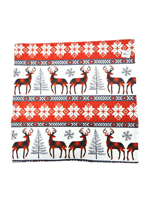 Landmark Throw Pillow Case 45 x 45cm Checkered Reindeer/Snowflakes in Line Design
