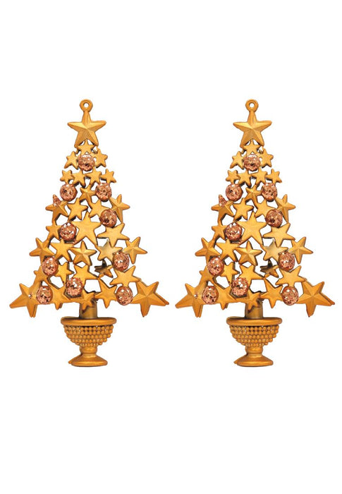 Landmark 2piece Hanging Christmas Tree 8cm - Gold (YRC23-468)