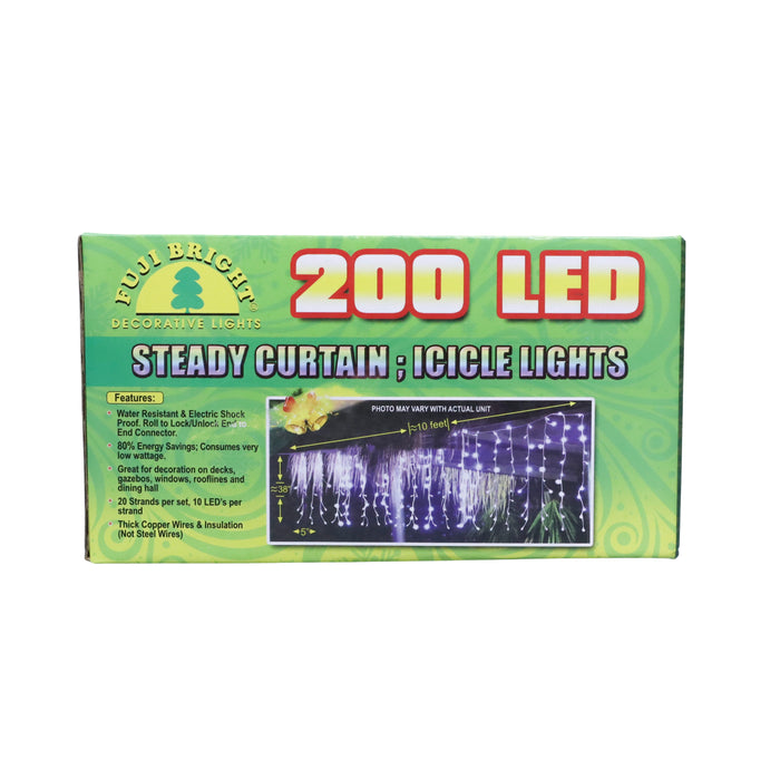 Landmark 200 LED Steady Curtain Christmas Lights (S200LED-CS)