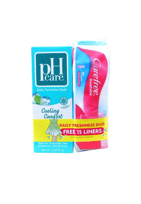 PH Care Cool Comfort Feminine Wash 150ml with Carefree Pantyliner