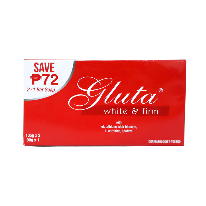 Gluta Buy 2 White and Firm Soap 135g and Get 1 Gluta White & Firm 90g