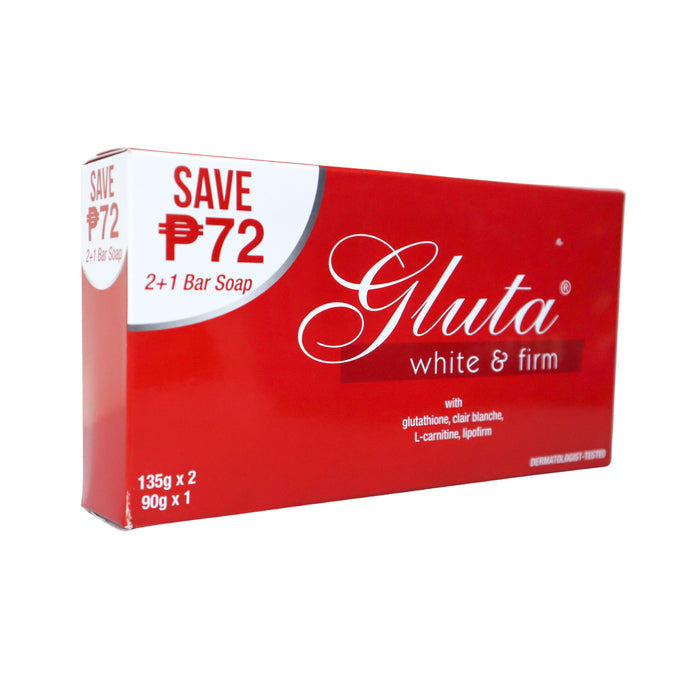 Gluta Buy 2 White and Firm Soap 135g and Get 1 Gluta White & Firm 90g